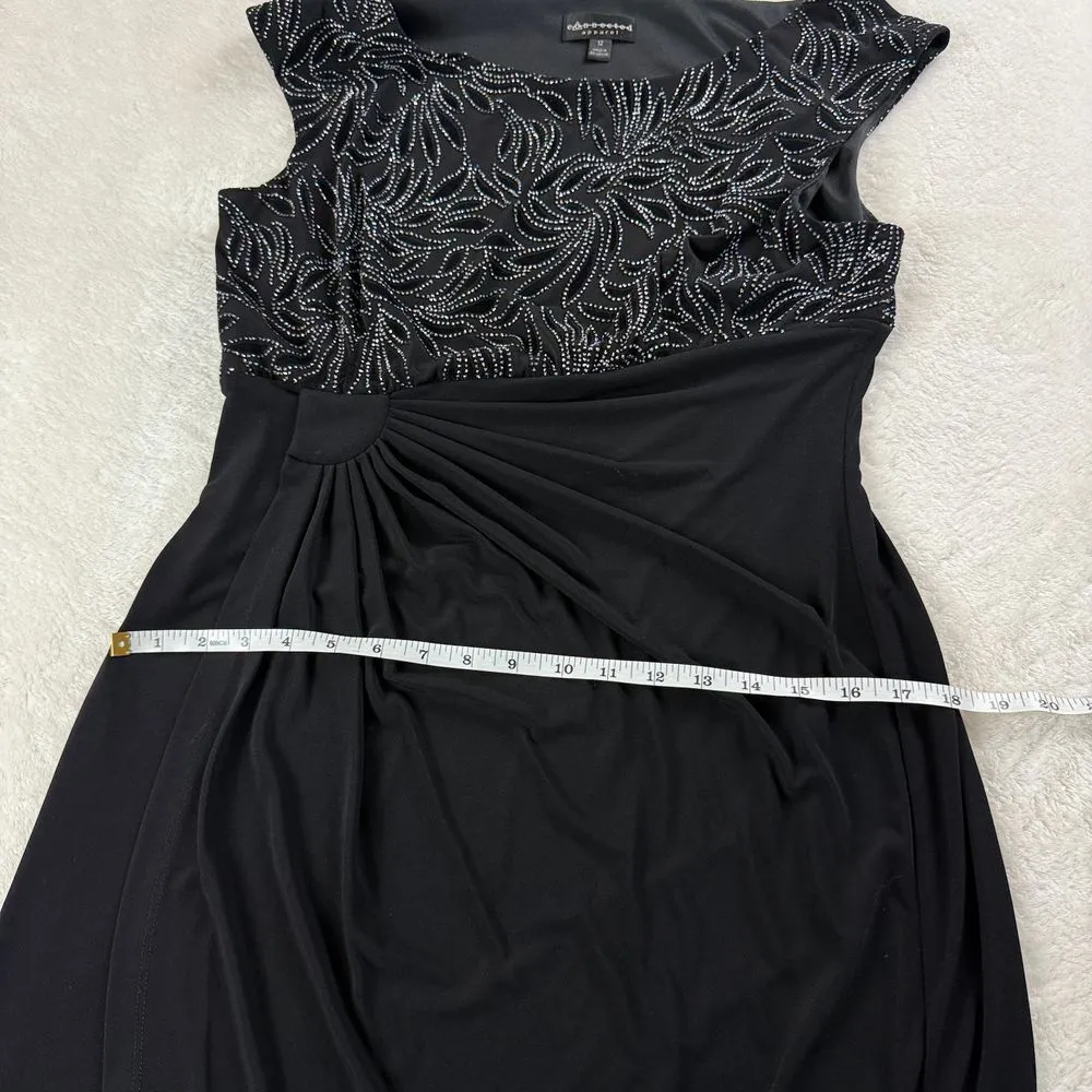 Connected Apparel Embellished Faux Wrap Dress Women 12 Black Sleeveless Cocktail - Image 11