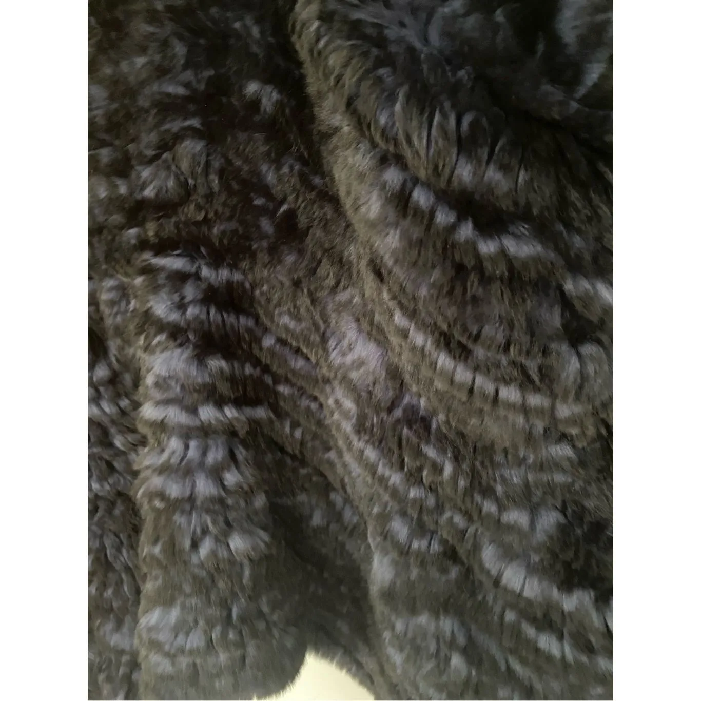 Halston Heritage 100% Dyed Rex Rabbit Fur Shawl/ wrap Blue - Image 7