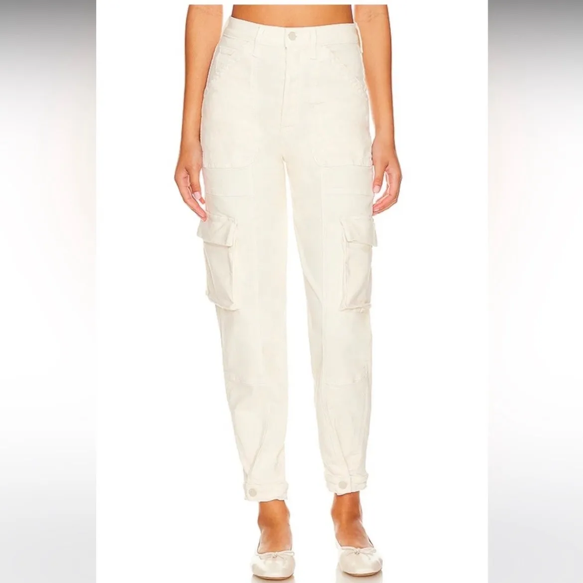 MOTHER The Curbside Cargo Flood Jeans in Egg Eggnog Cream NEW 26 White - Image 15