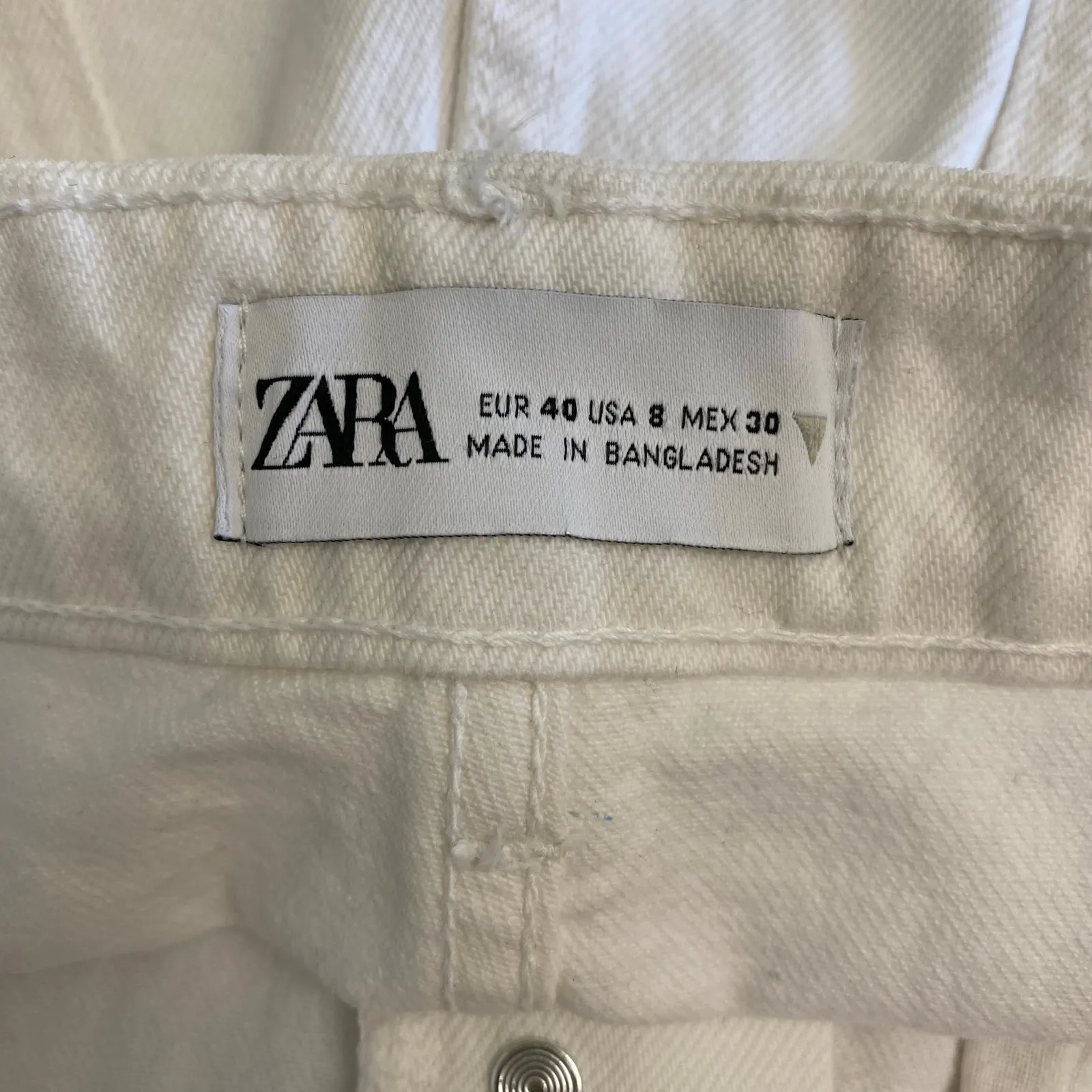 Zara High-Rise Distressed Mom Denim Shorts Womens‎ Size 8 White Streetwear - Image 2