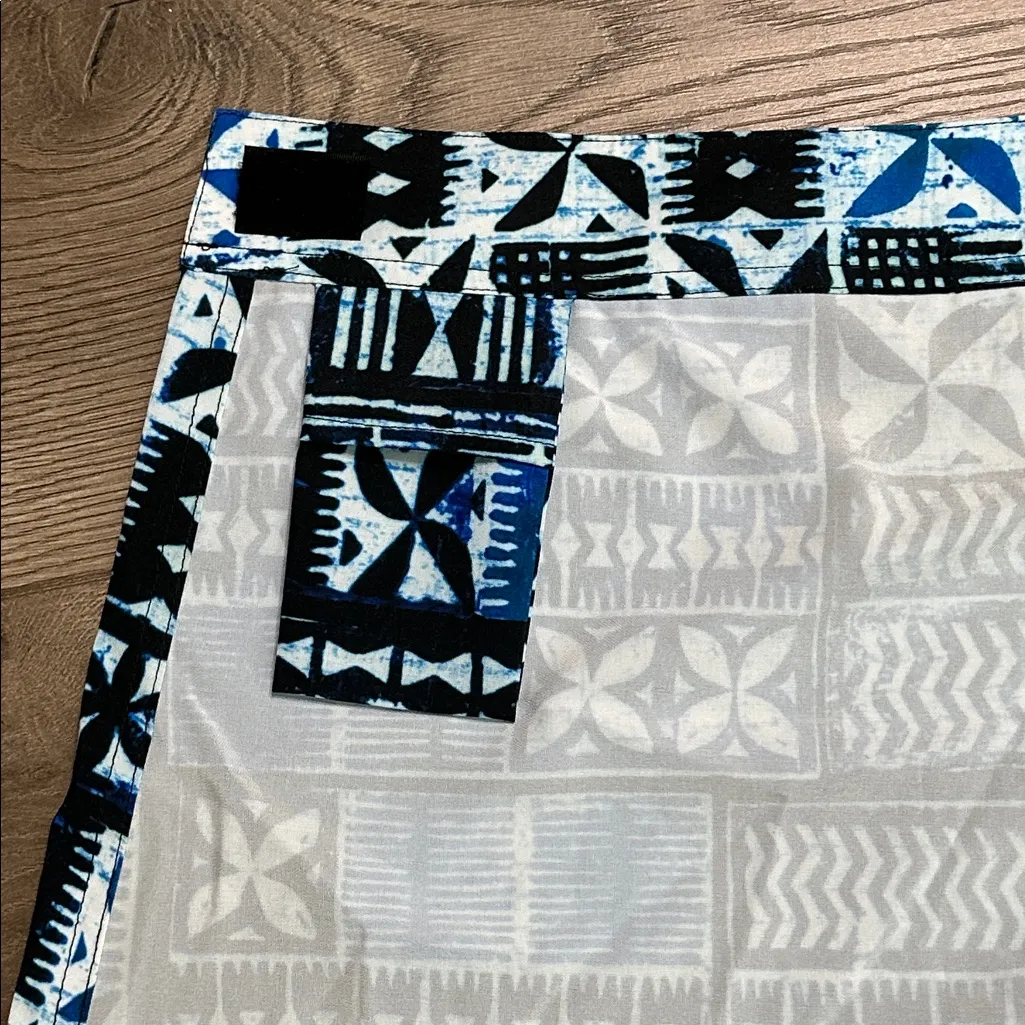 RipSkirt Hawaii Pacific‎ Tapa Blue Floral Wrap Cover Up Swim Skirt Size Large - Image 7