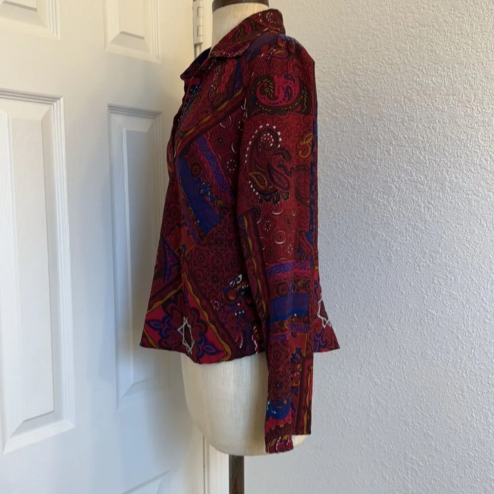 groovy vintage deep v collar blouse Red Size M - Image 7