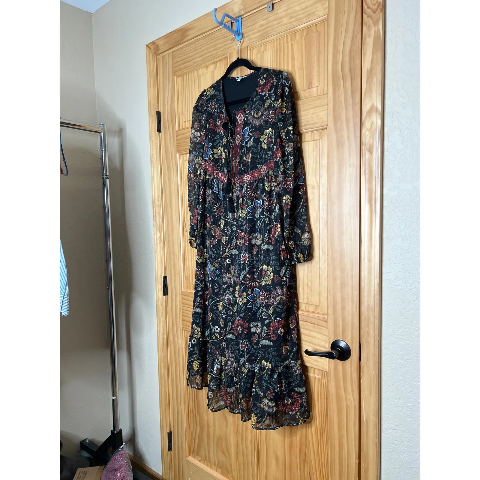 Frye NEW dress size S black floral maxi fully lined western cowgirl holidays - Image 3