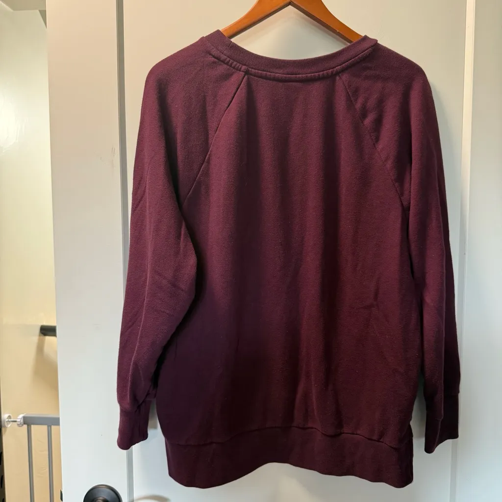 Victorias Secret PINK Crewneck‎ Sweatshirt Maroon Rhinestone Studded Spellout M - Image 4