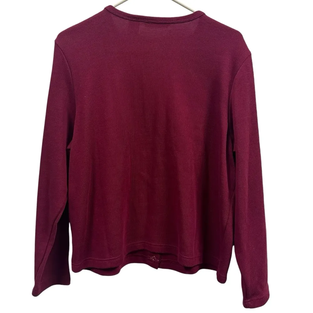 Reference Point New York Snap Up Burgundy Knit Long Sleeve Knit Cardigan Medium - Image 5