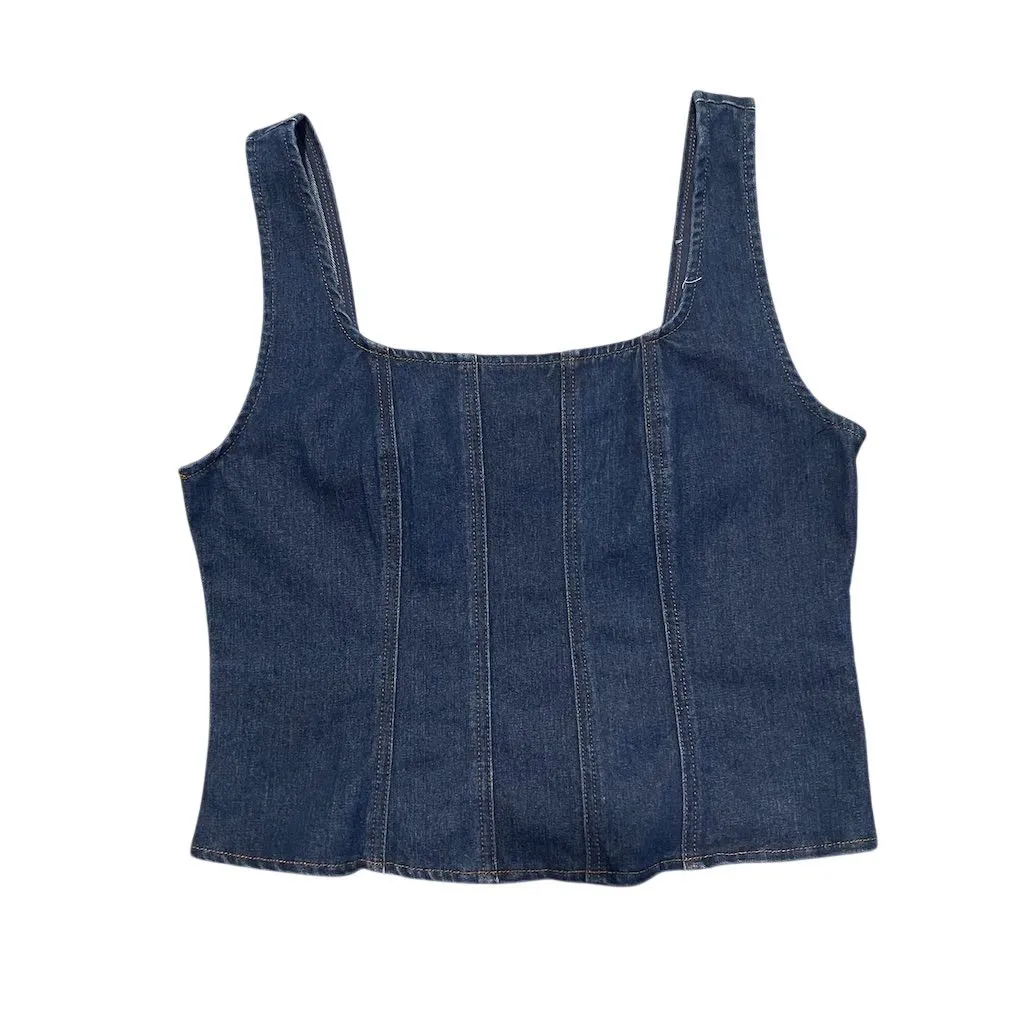 Rachel Zoe Women's Blue Denim Corset Top Size M Casual Blouse - Image 6
