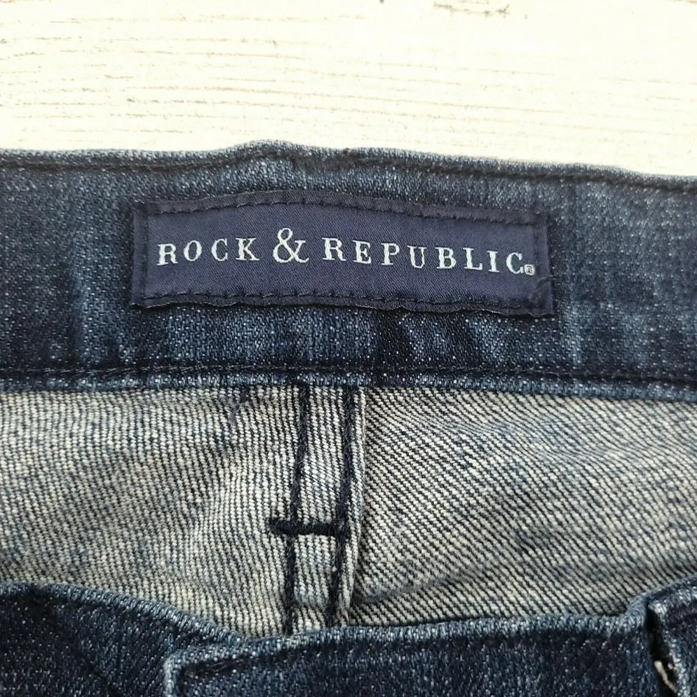 Rock Republic Stella Jeans Womens Dark Wash Low Rise Slim Straight Size 31 EUC - Image 6