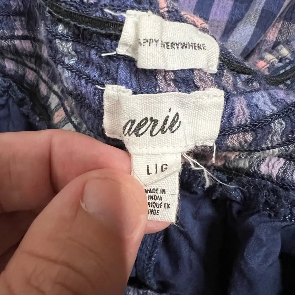 Aerie Checkered Plaid Spring Fling Crossover Halter Dress Large Women’s Purple - Image 4