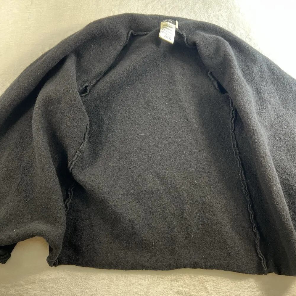 Fuzzi S Small Boiled Wool Cardigan Sweater Jacket Open Front Black Capsule Italy - Image 7