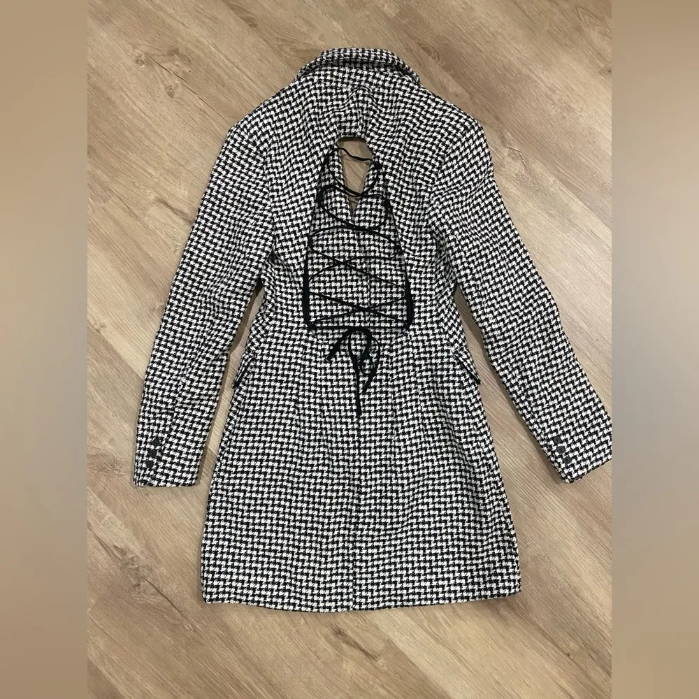 Zara houndstooth corset back blazer dress XS - Image 4