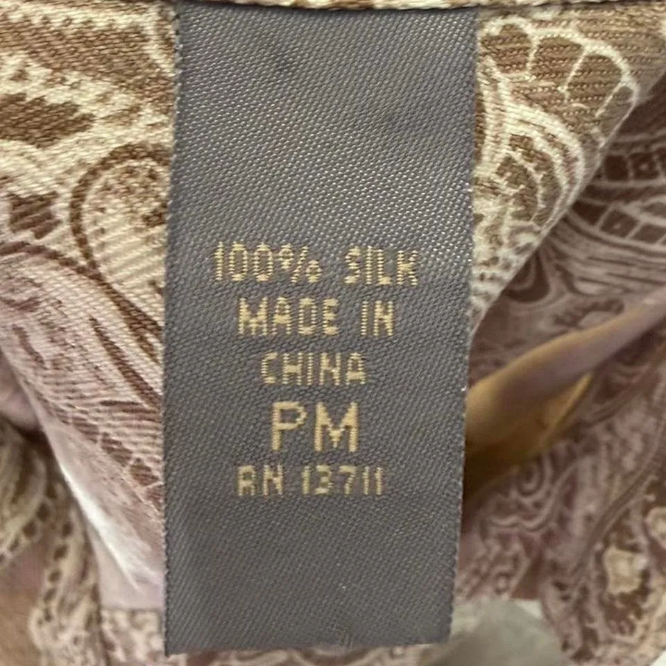 Vintage Silk Paisley Button Up Shirt, Women's Size PM - Image 6