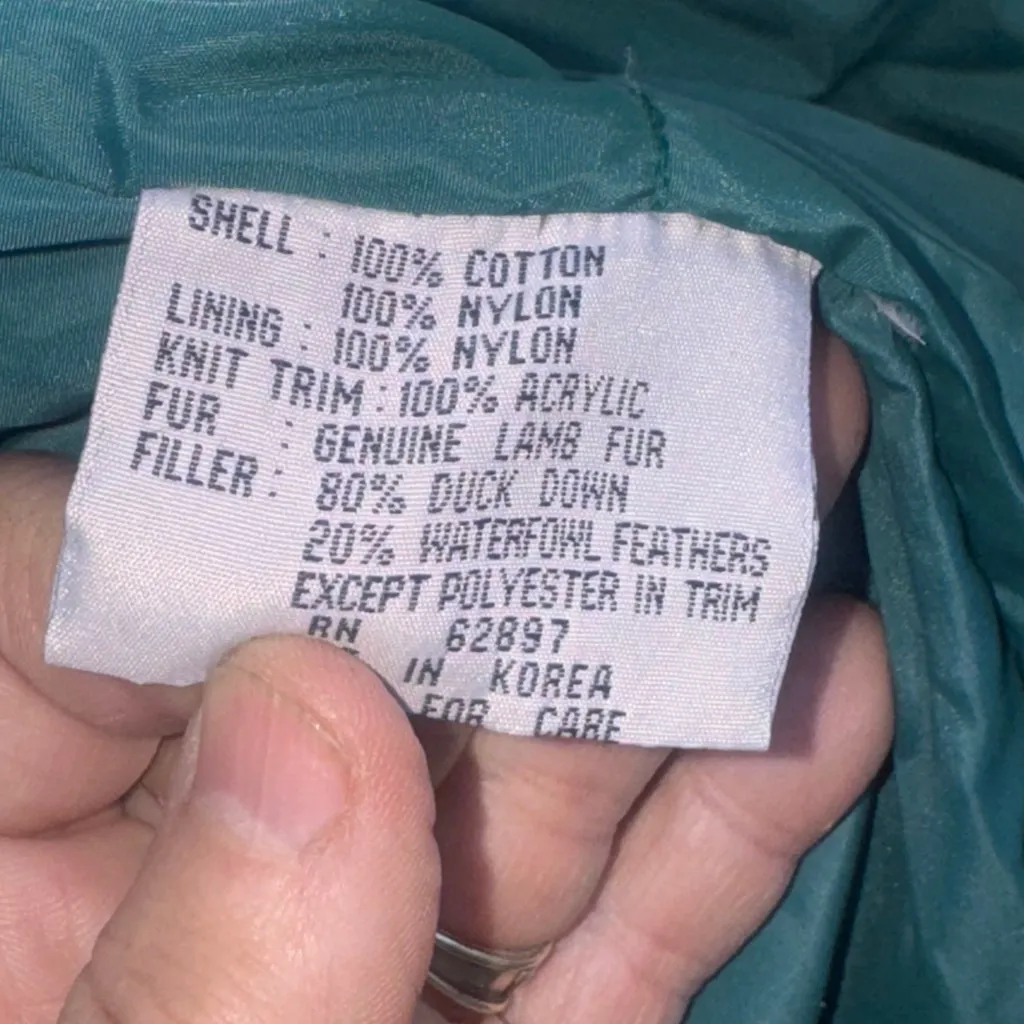 Vintage Triple F.A.T. Goose Puffer Jacket M Teal Black Velvet Blue Size M - Image 13