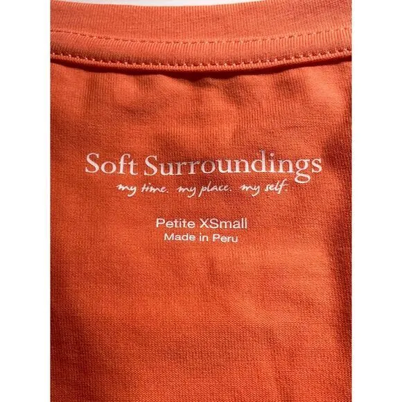 Soft Surroundings Petite Orange Cotton Basic T-Shirt XS Casual Short Sleeve Top - Image 2