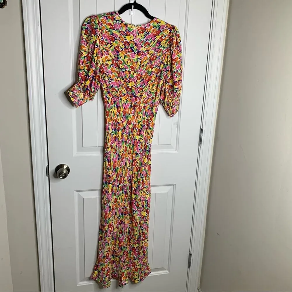 Rixo x target‎ puff sleeves floral spring midi dress size 2 Red - Image 7