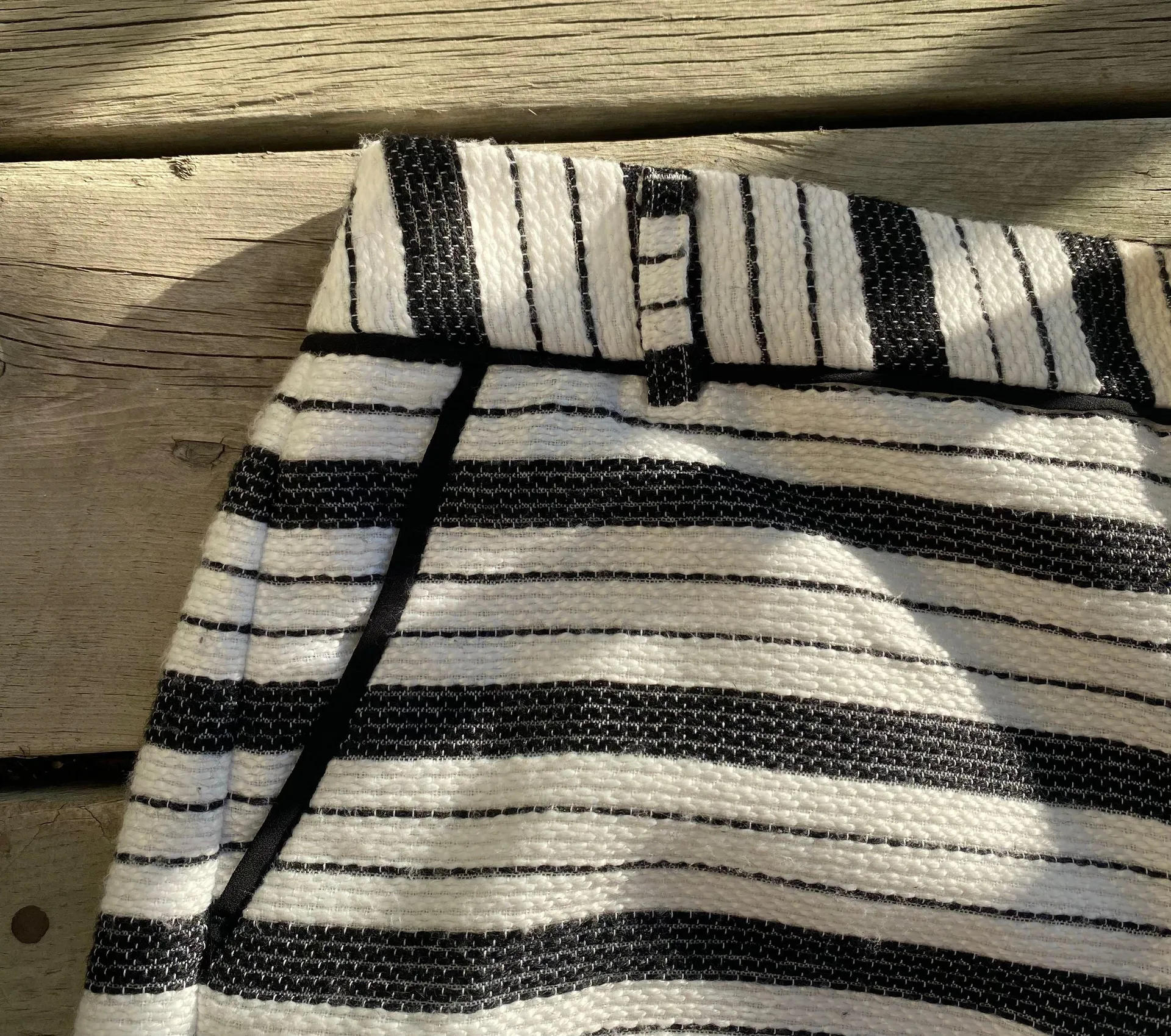 Black and White Knit Stripe Shorts  - Image 2