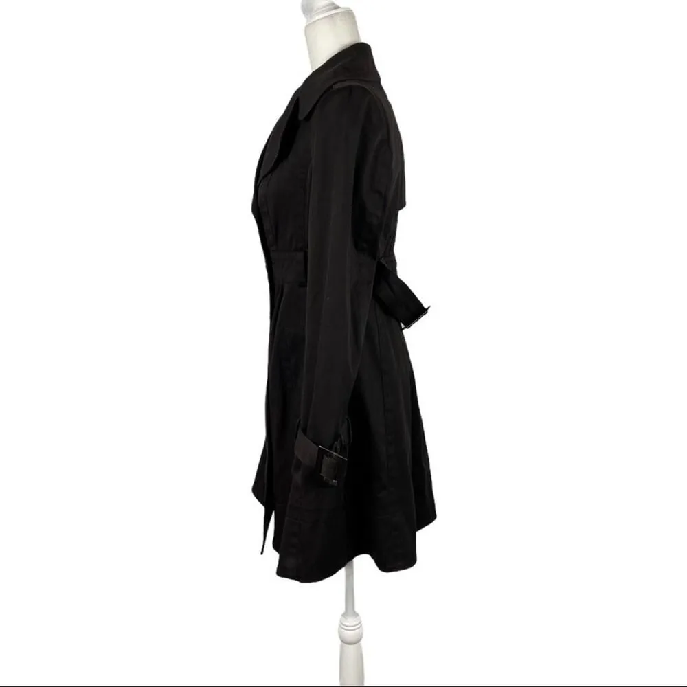 Zara Double Breasted Pleated Trench Coat Jacket Dark Brown Size Small Office Job - Image 7