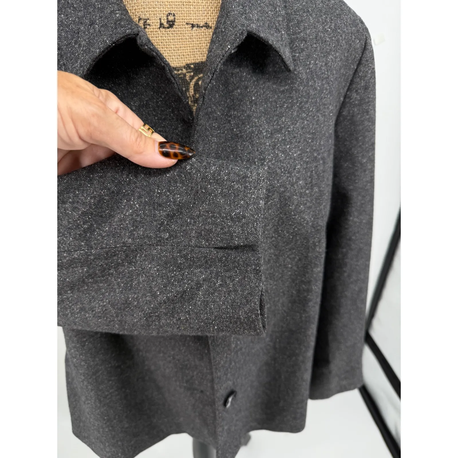 Austin Reed Dark Gray Wool Blend Blazer Jacket 16WP Plus Size Career Classic - Image 6