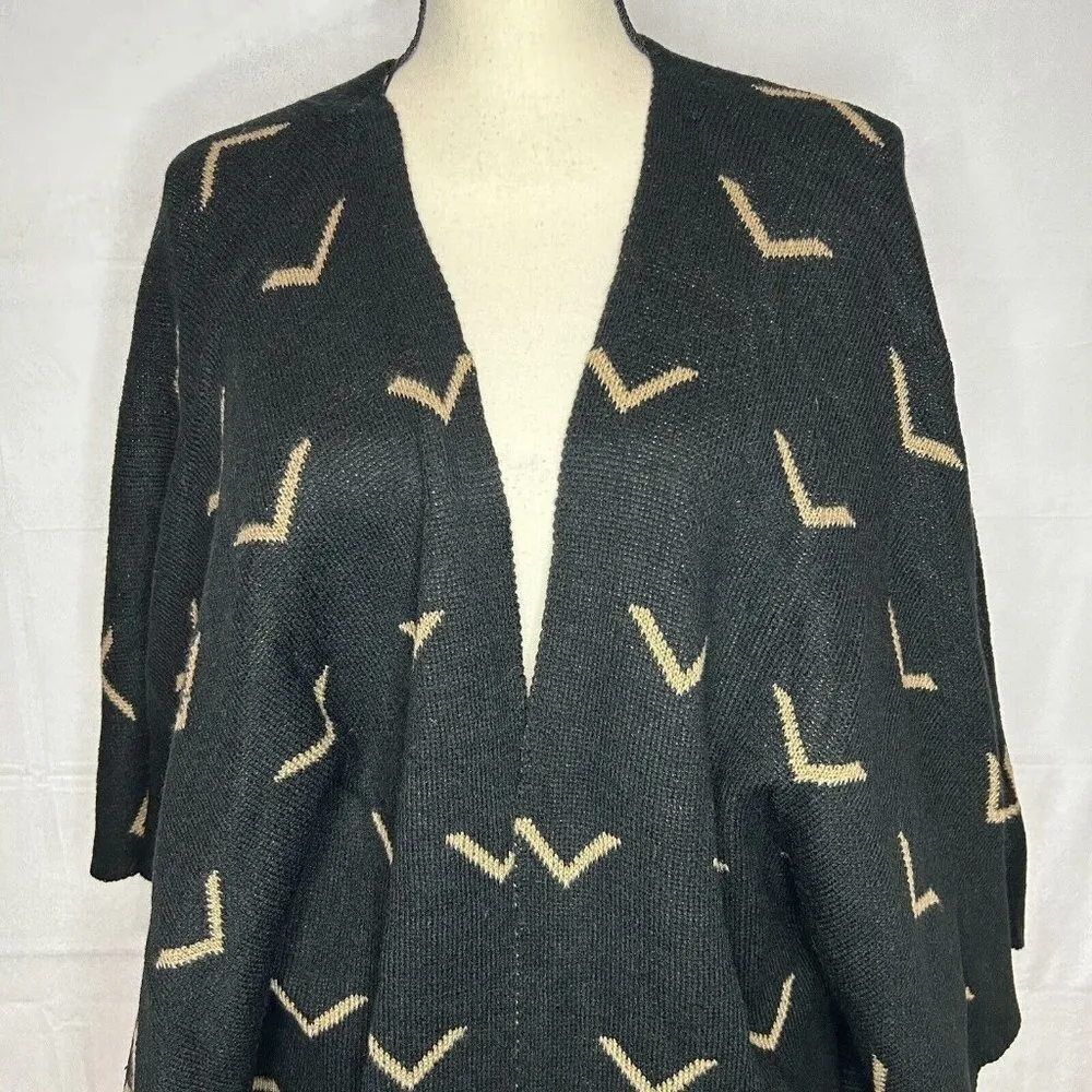 COC Clothing Obsessed Company Kimono Cardigan Sweater One Size Black Tan Navajo - Image 2