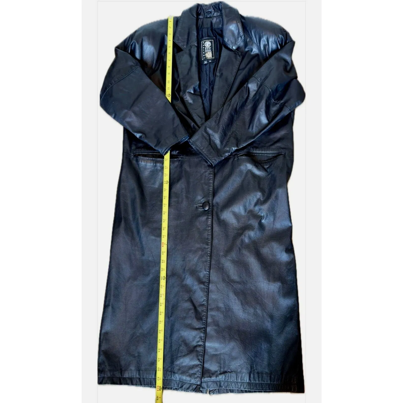 Vintage 100% Leather Trench Coat Women’s M 80s 90s Gothic Long Black Size M - Image 8