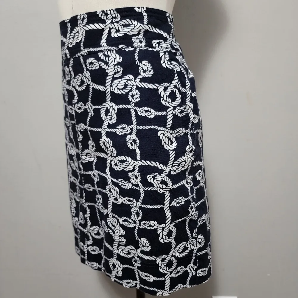 Talbots navy nautical rope cotton twill a-line skirt size 8 - Image 5