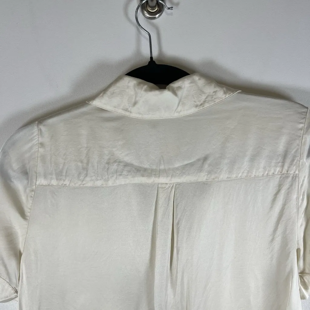 Anthropologie‎ BHLDN Juniper Pajama Top Womens Small Cream Heart Buttons - Image 9