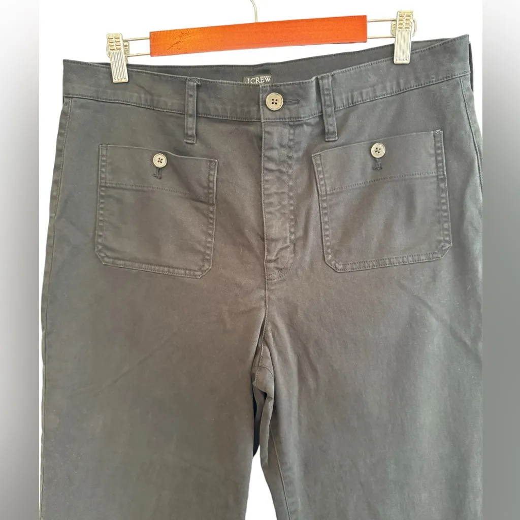 J Crew Black Wide Leg Patch Pocket Crop Pants Size 31 - Image 2