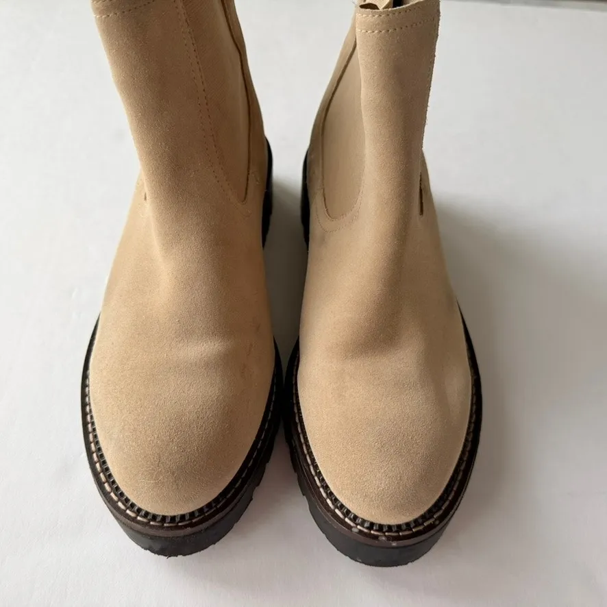 Caslon Miller Leah Boot Light Tan Suede Size 7.5 Ankle Lug Chelsea Comfort - Image 3