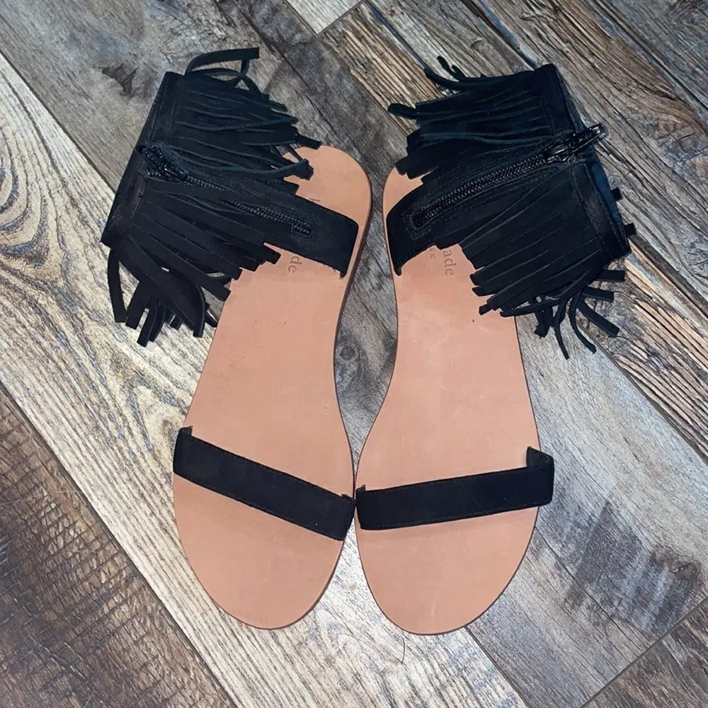 Kate Spade Black Alex Suede Fringe Cuff Flat Sandal, NWOT - Image 2
