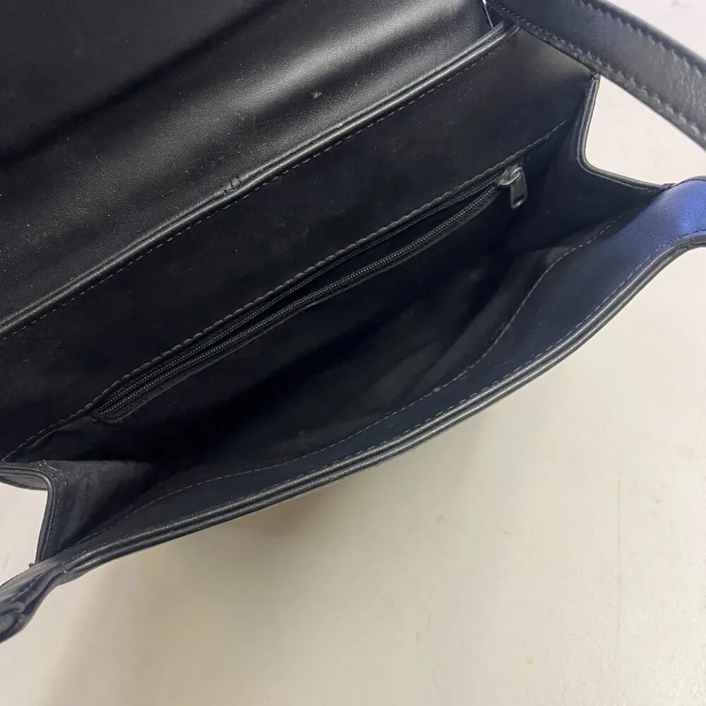 Women's Y2k 90s Guess Black Square Shoulder Bag Tote Faux Leather - Image 6