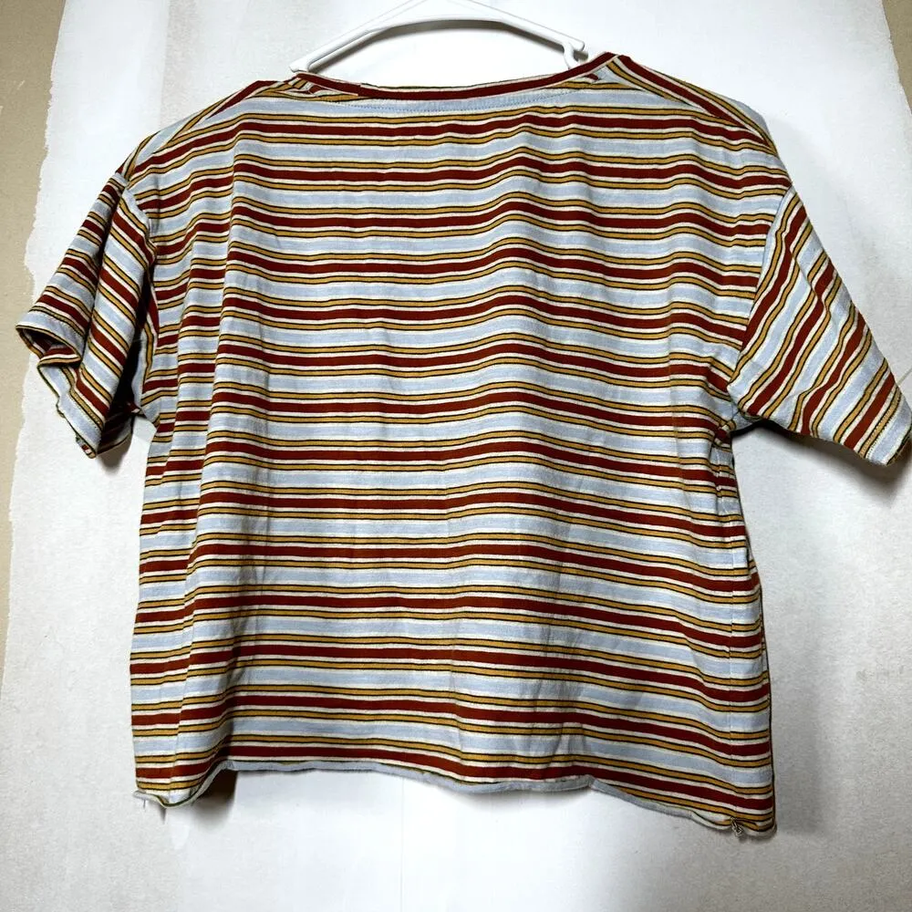 Madewell Whisper Cotton Stripe Crewneck Tee Crop Feather Blue Castaway Stripe M - Image 8