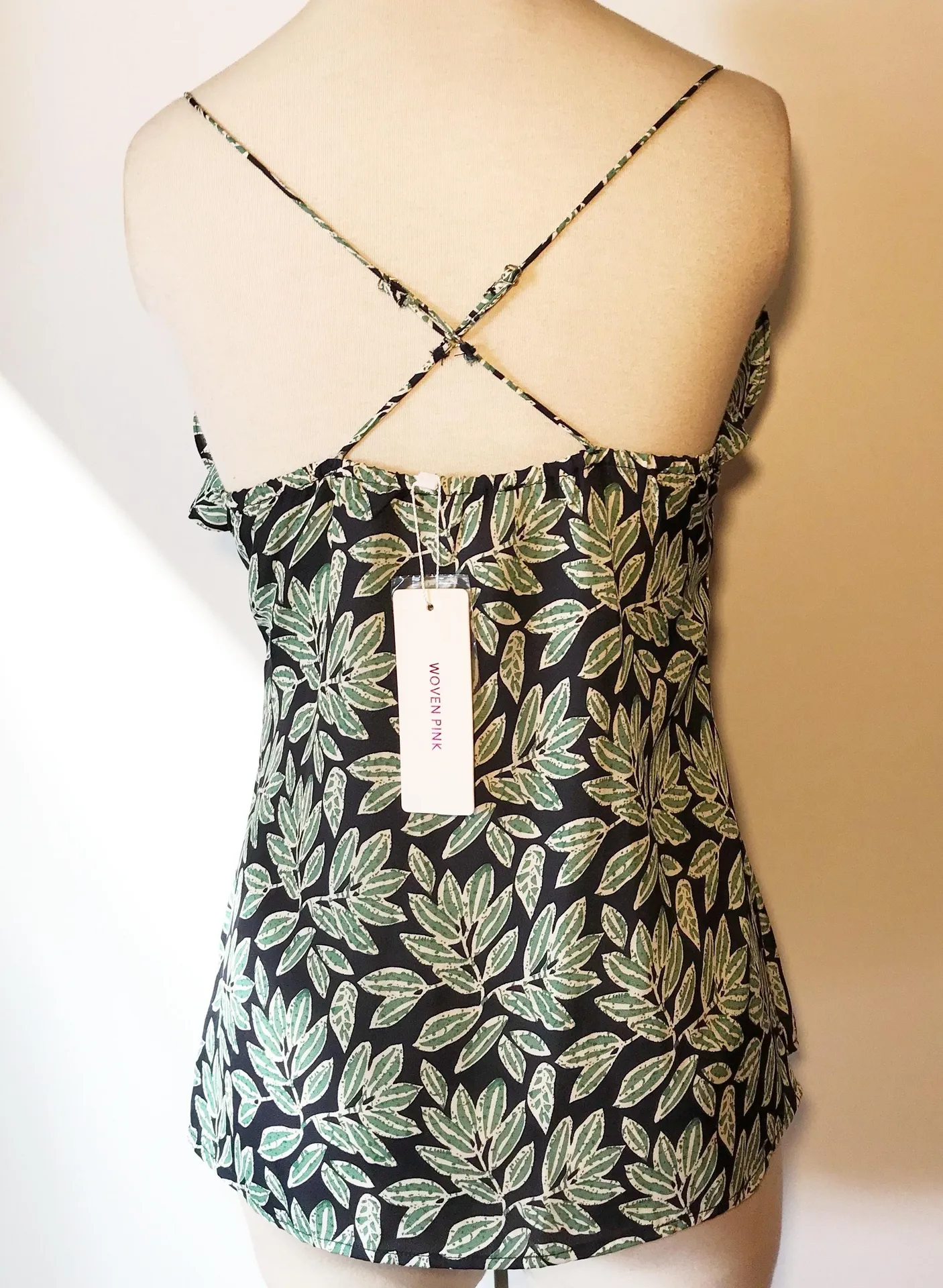 Ruffle Leaves Boho Tank Top Green - Image 3