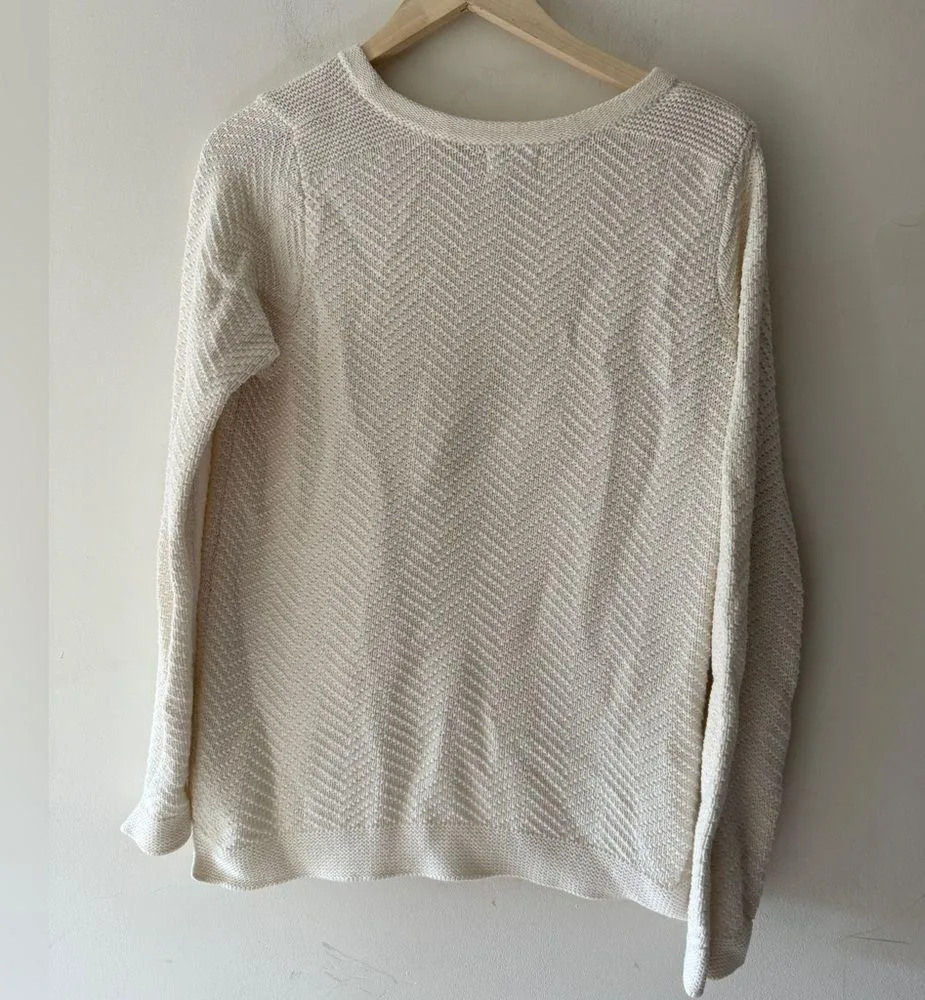 Old Navy Cream Relaxed Textured Crewneck Sweater - Image 2
