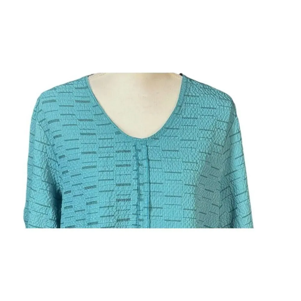 Habitat Clothes To Live In Tunic Size Large Blue Geometric Textured Lagenlook - Image 4