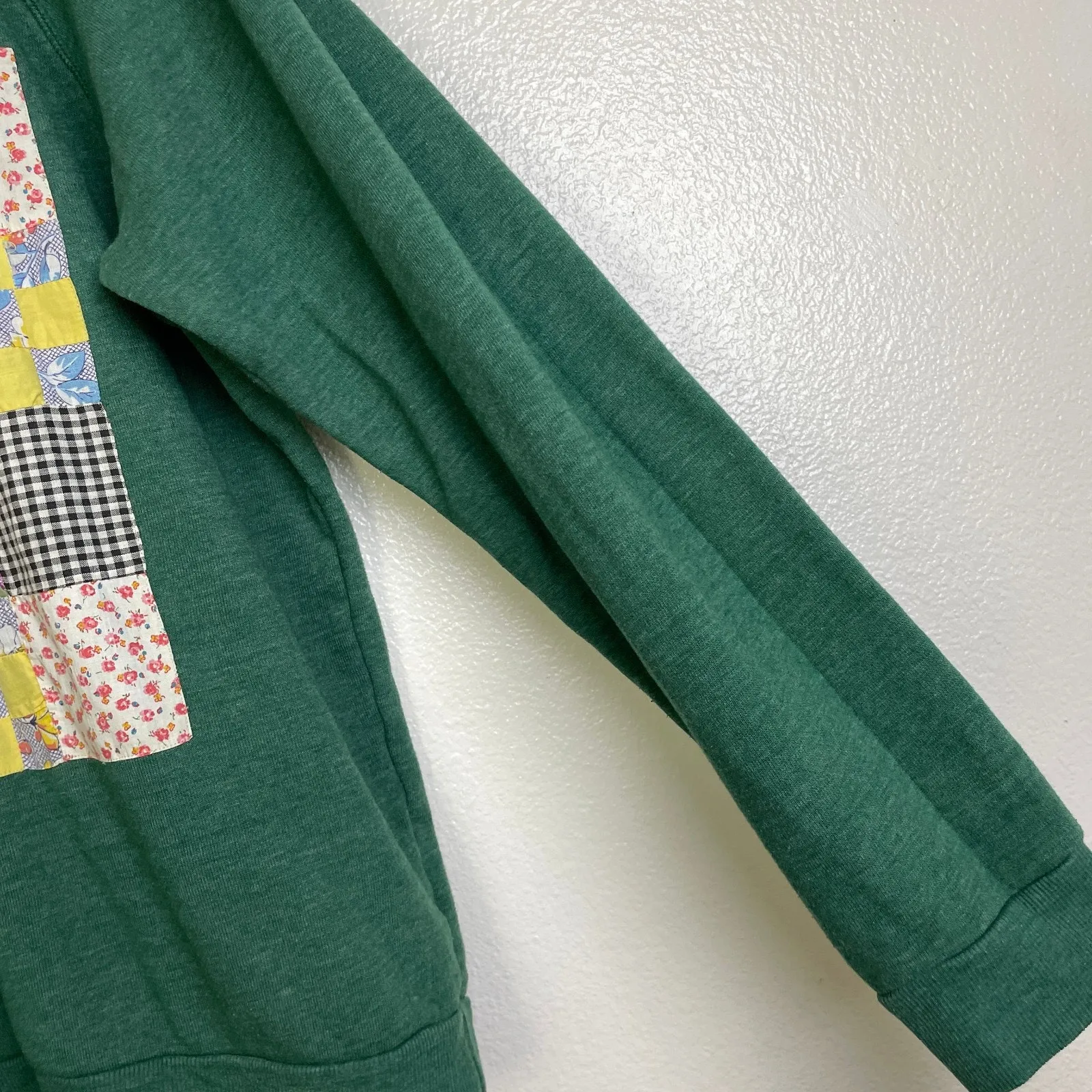 Marine Layer Sweatshirt Womens Medium Green Pullover Quilted Mixed Print Gingham - Image 3