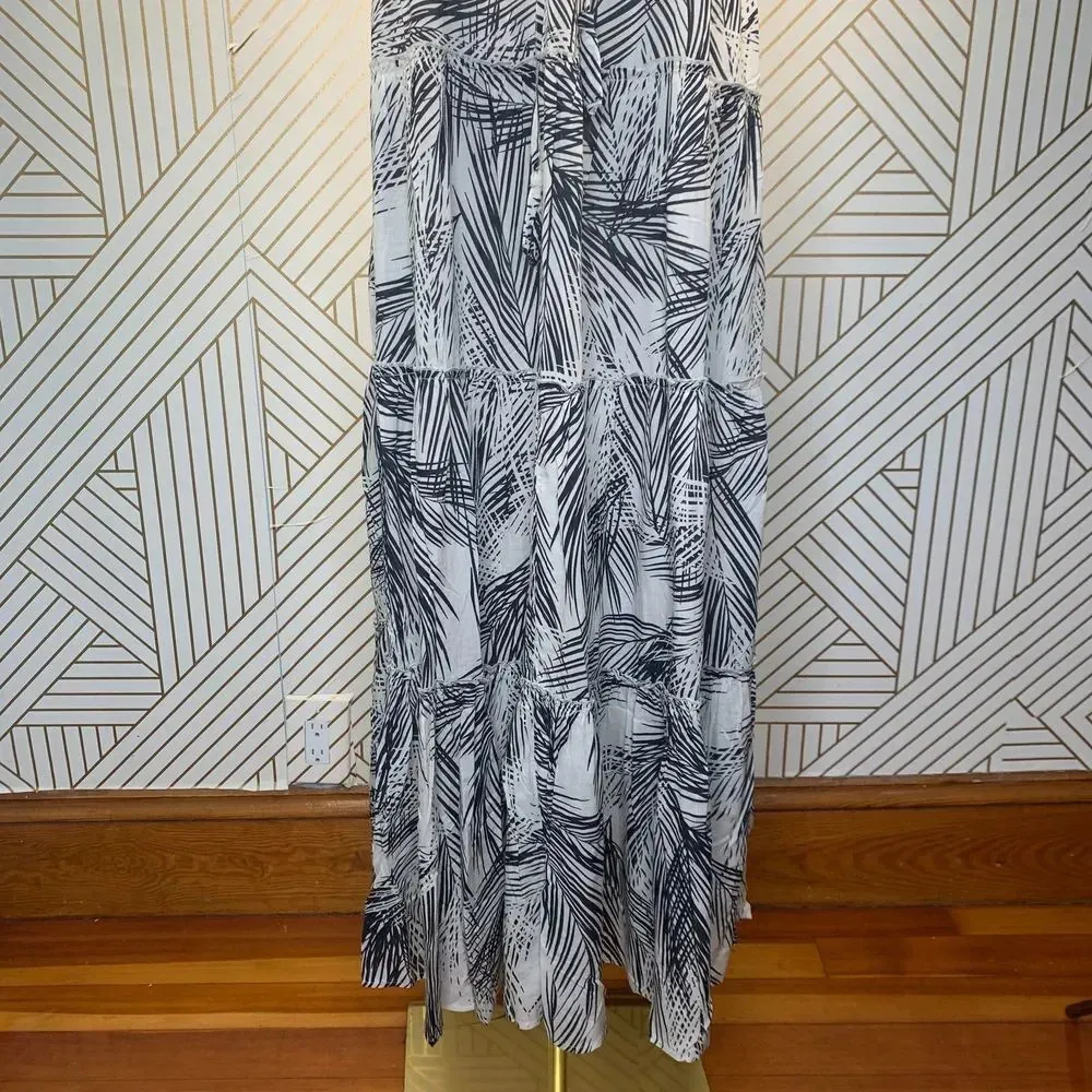 PilyQ Nassau Gulsina Long Dress in White and Black Palm‎ Tropical Size XS/S - Image 6
