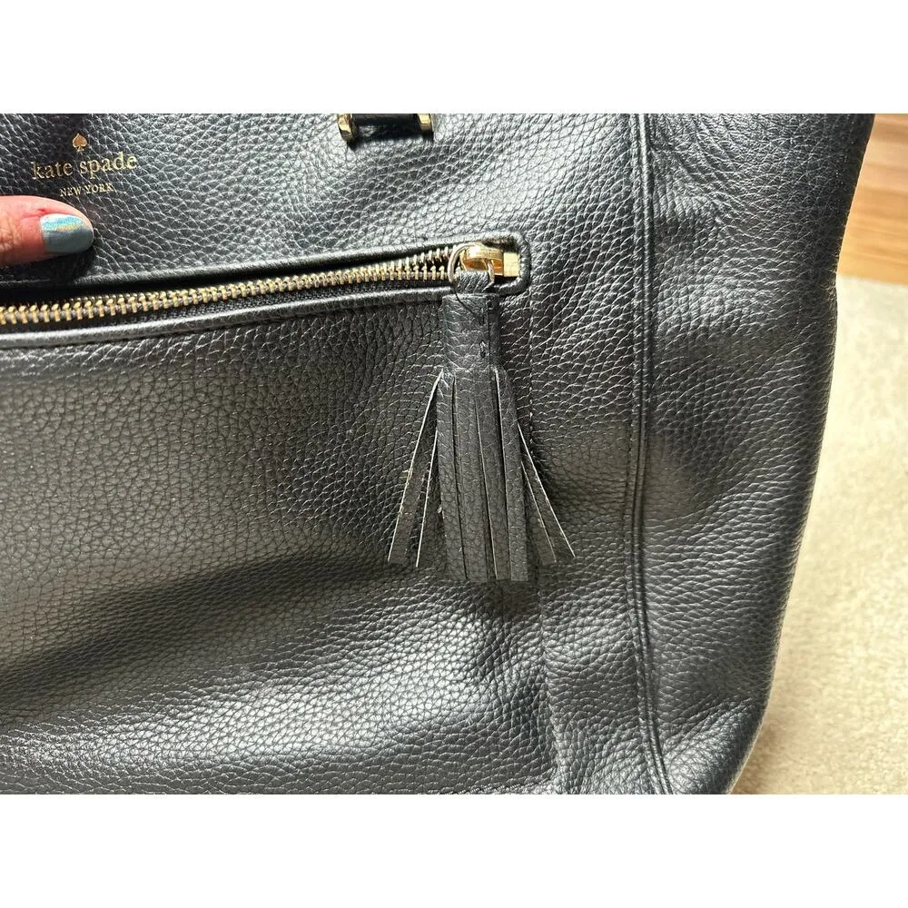 Kate Spade: Black Leather Large Tote - Image 4