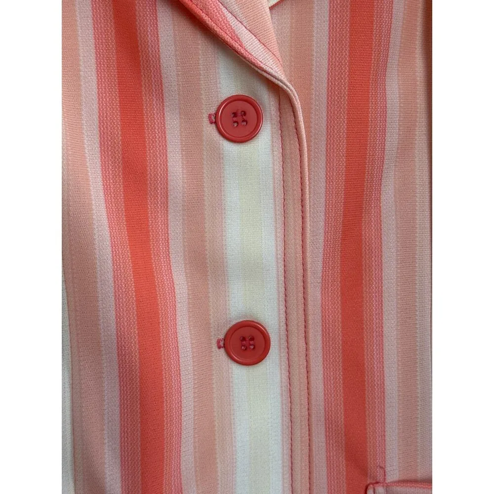 Vintage 70's JC penney Fashion orange tan Stripe dagger blazer medium - Image 7