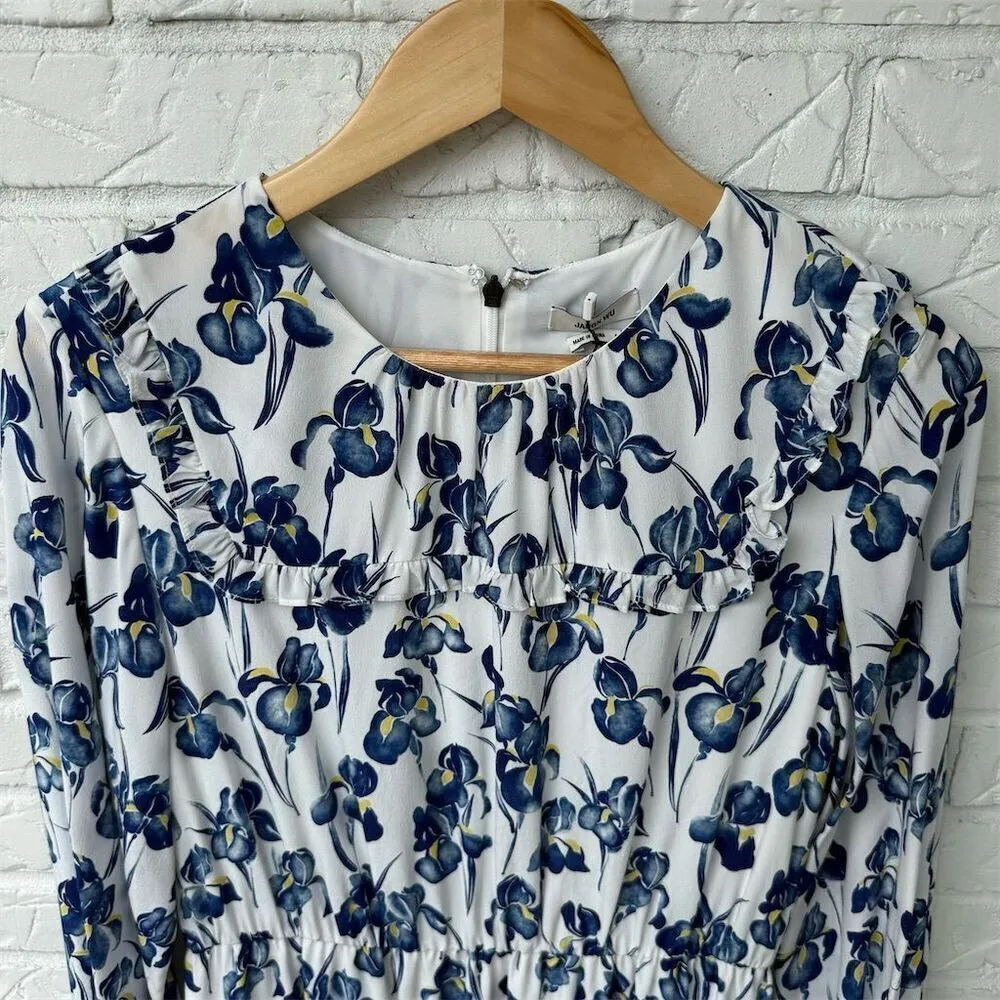 Jason Wu Women's Silk Floral Ruffle Mini Dress Size 8 Multicolor Party - Image 9