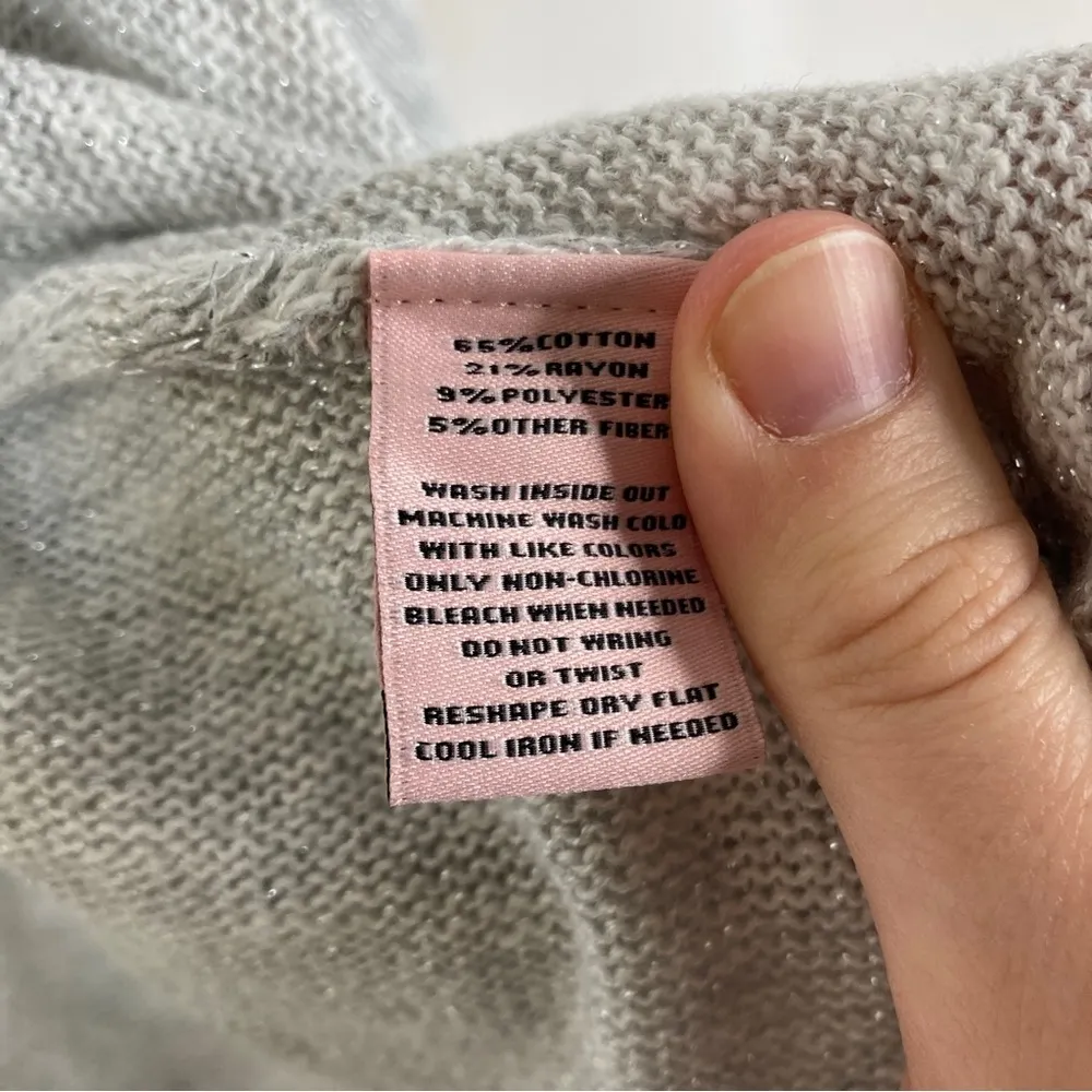 3/$30 Juicy Couture | Light Gray Shimmer Batwing Sleeve Cardigan Sweater M - Image 5