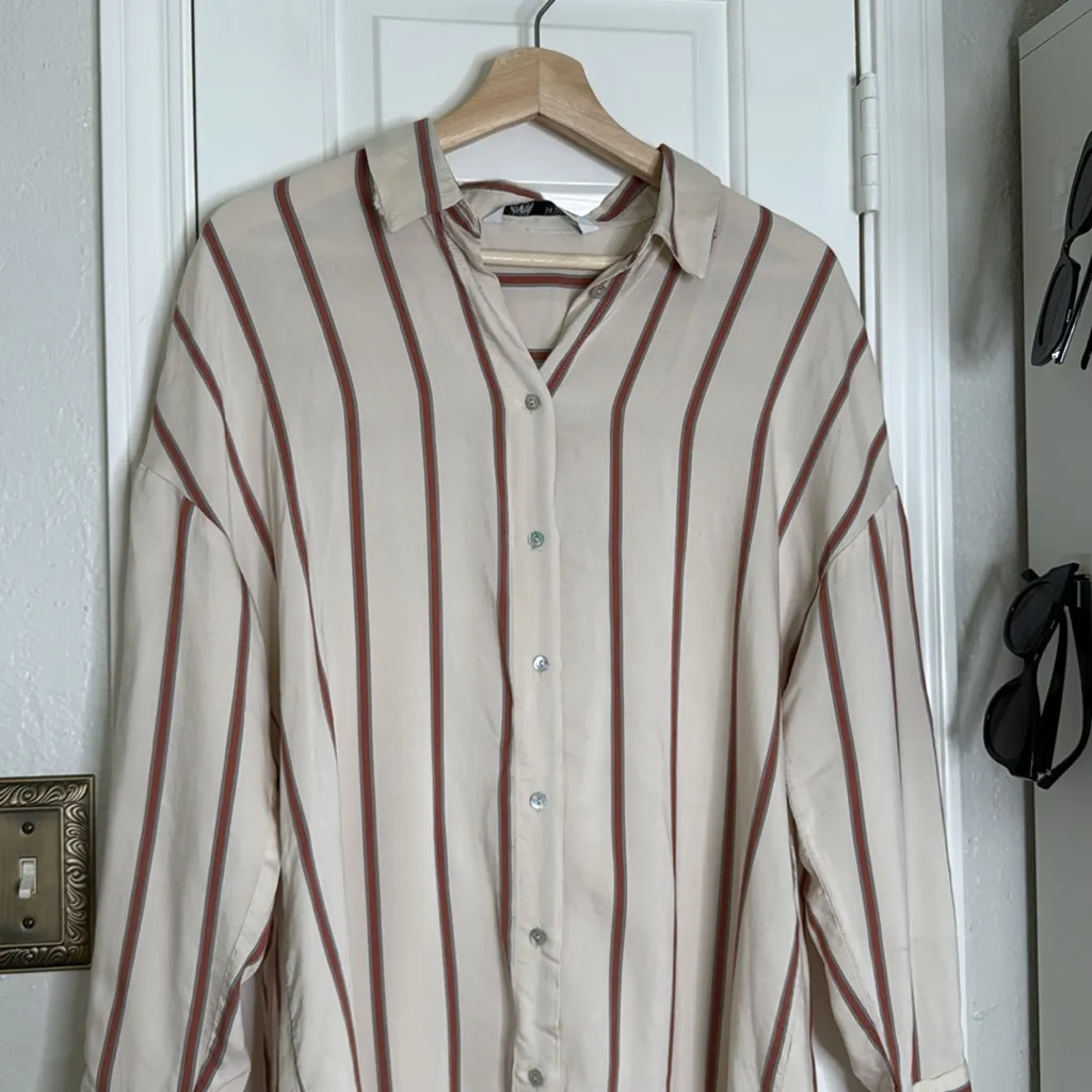 Zara long vertical stripe tunic shirt - Image 3