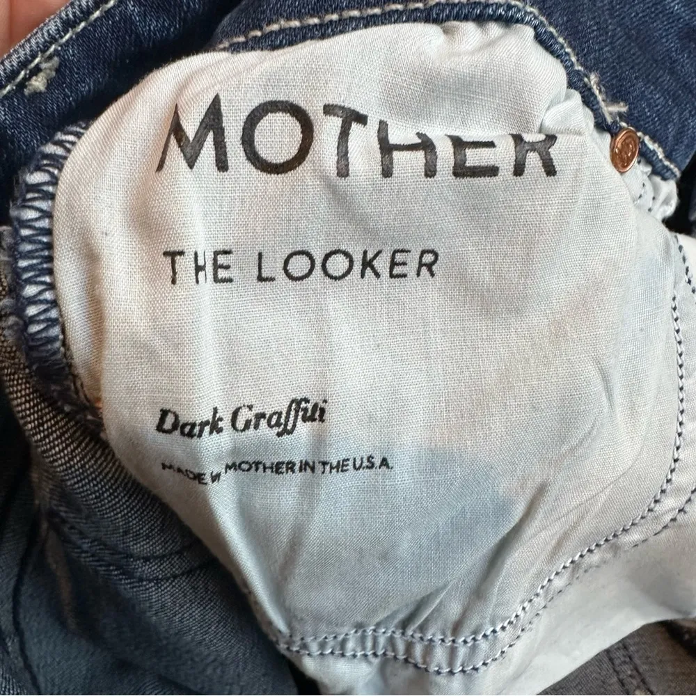 Mother denim The Looker high waisted jeans in Dark Graffiti size 24 women’s Blue - Image 5