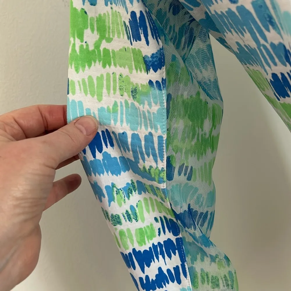 Icikuls Blue/Whit/Green Print Golf/Tennis Long Sleeved Polo sz XS Blue - Image 5