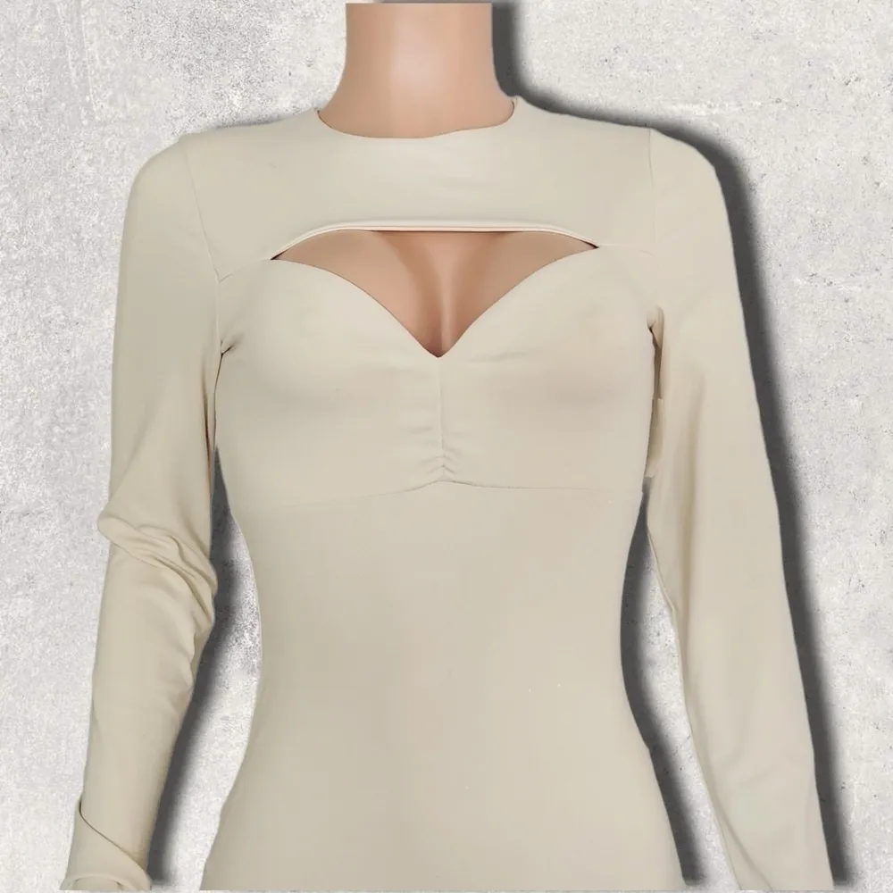 SUSANA Monaco Heart shape chest cutout Bodycon Almond color Size: S - Image 2