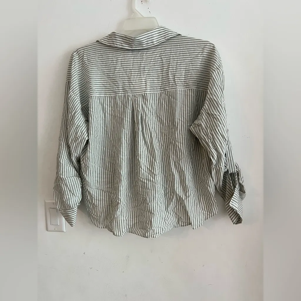 Zara Women’s Striped Twist Front Button Down Blouse Top Size M NWT - Image 3