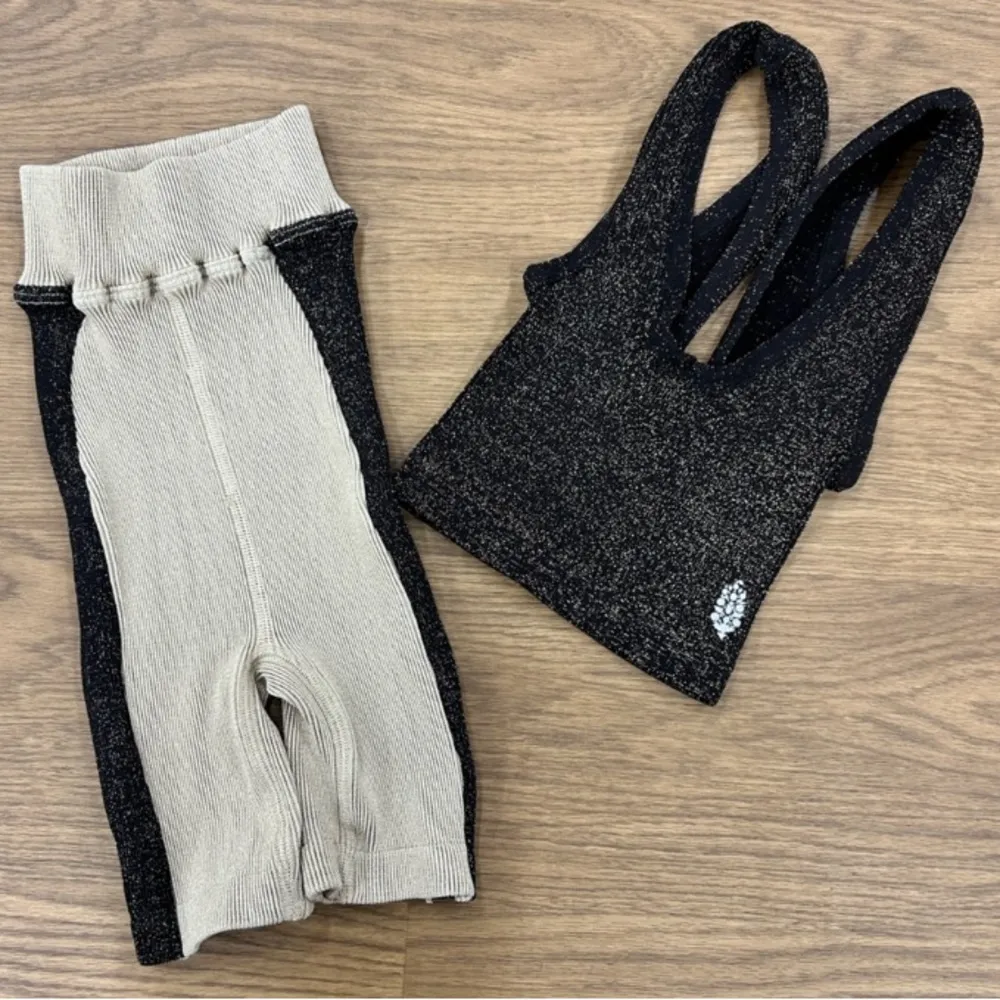 NEW! 3 Pc  MOVEMENT Rise & Shine Set Champagne Black Shorts Tank Top - Image 12