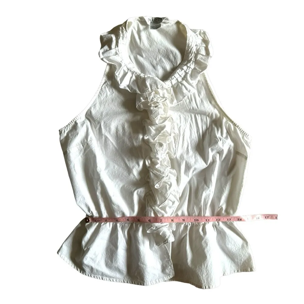 Allison Taylor Womens Size Large White Sleeveless Ruffle Blouse - Image 4