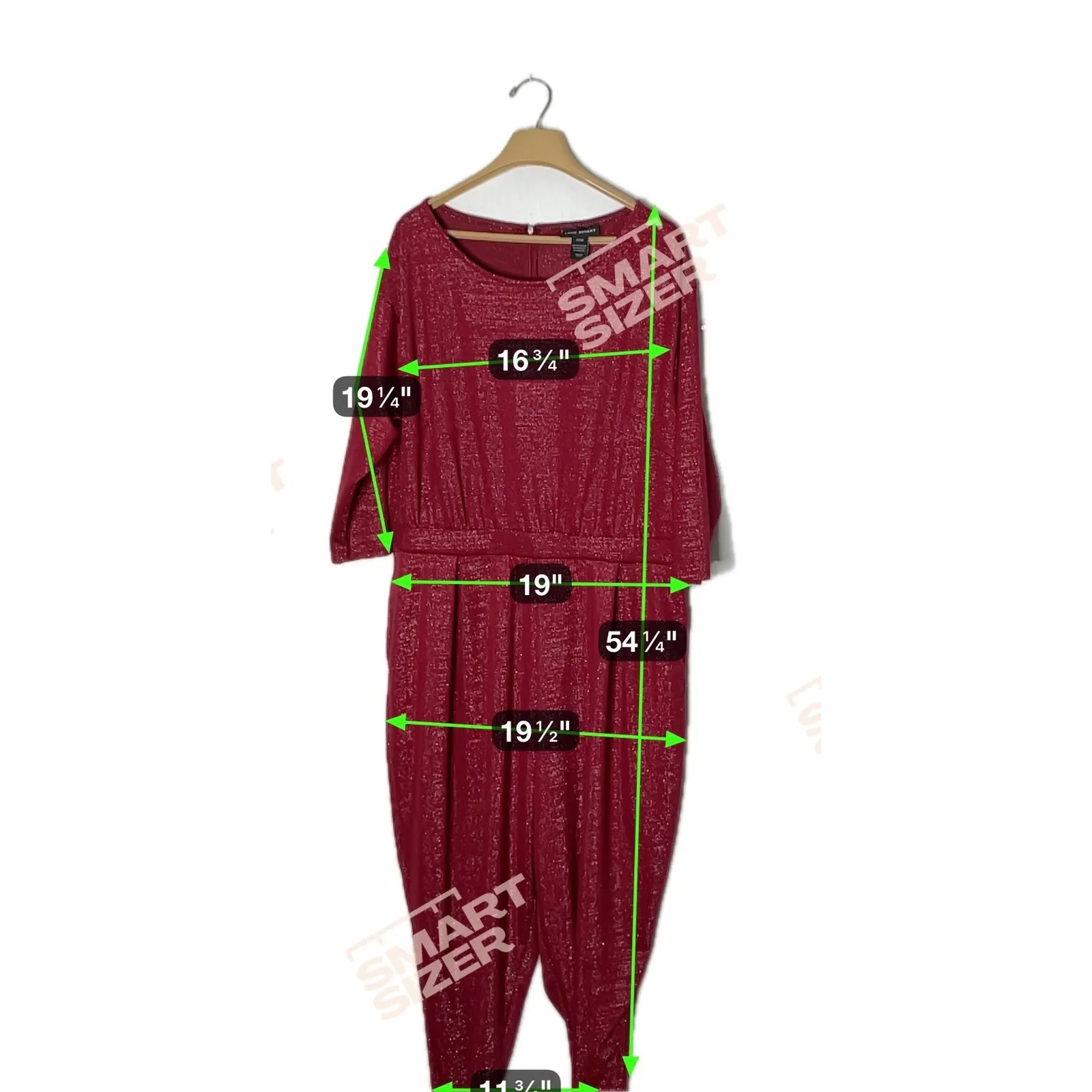 Lane Bryant 22/24 Red Glitter Jumpsuit Metallic Stretch Party Holiday One Piece - Image 6