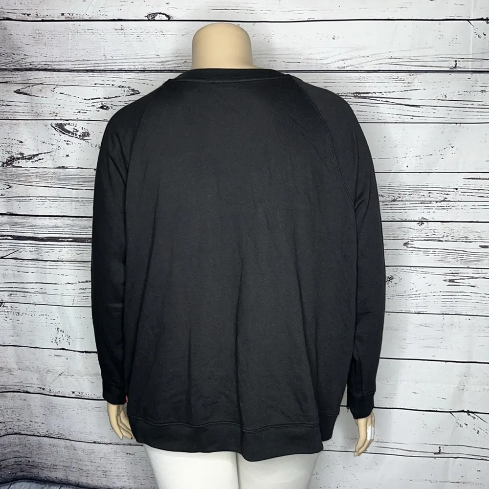 Levi’s NWT Size 2X Black Crewneck Long Sleeve Fringe Trim Sweatshirt Top - Image 4