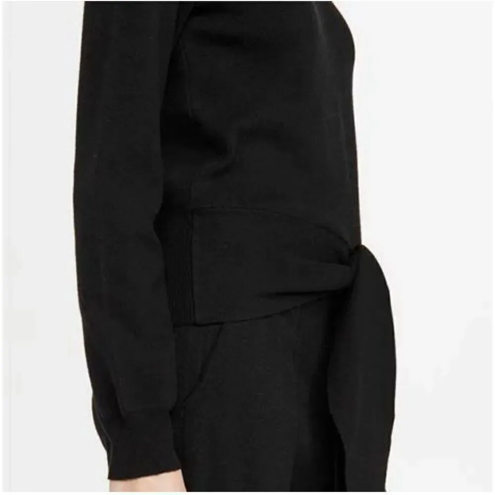 WAYF milo tie front sweter in black size Medium - Image 2