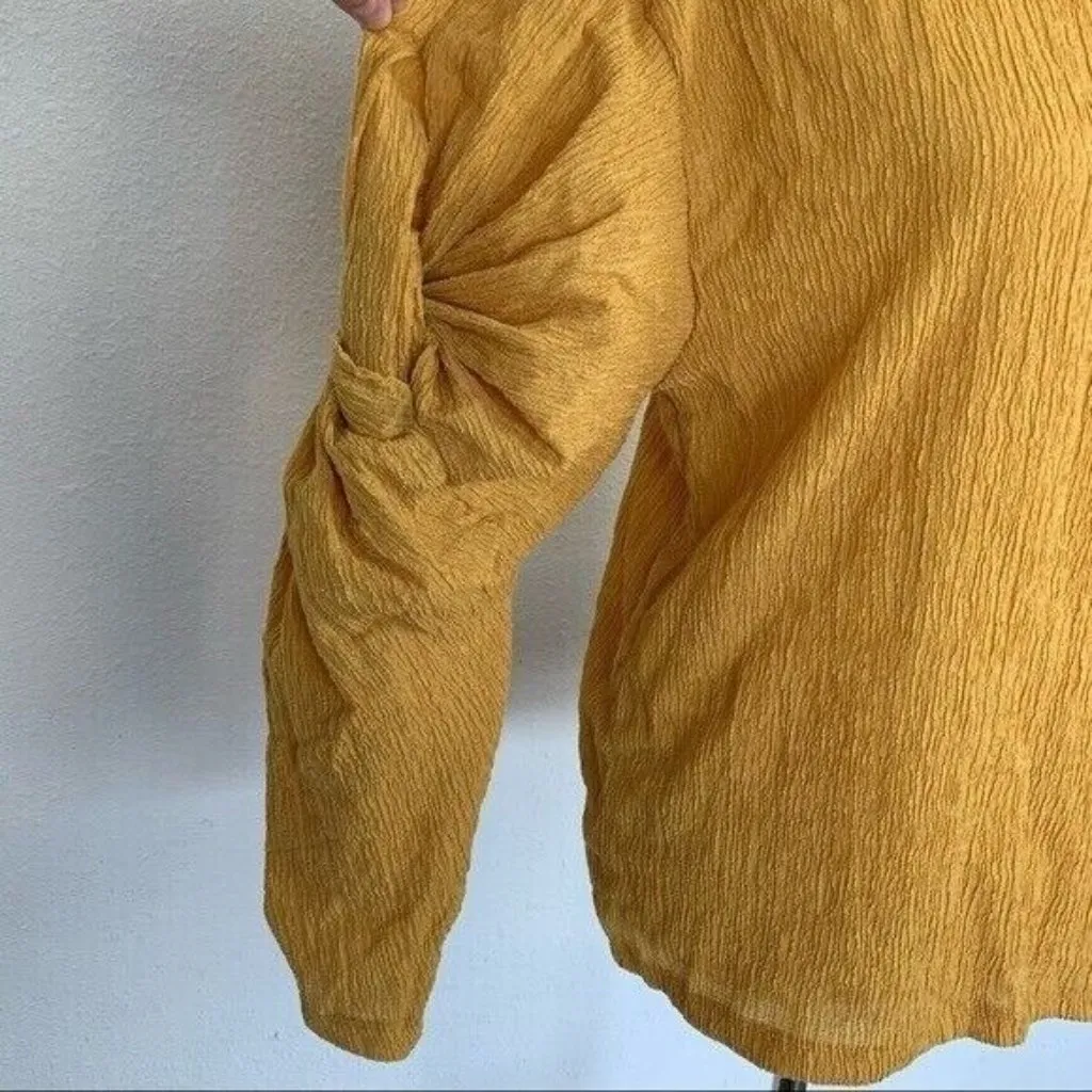 Zara Top Small Mustard Yellow Crewneck Long Sleeve Fall Streetwear - Image 2